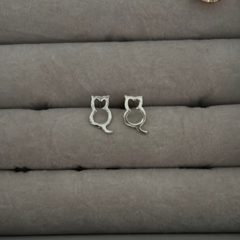 Sterling Silver Cat Earrings